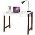 thumbnail image 1 of Gymax Computer Desk Laptop PC Writing Table Makeup Vanity Table w/Drawer and Wood Legs, 1 of 10