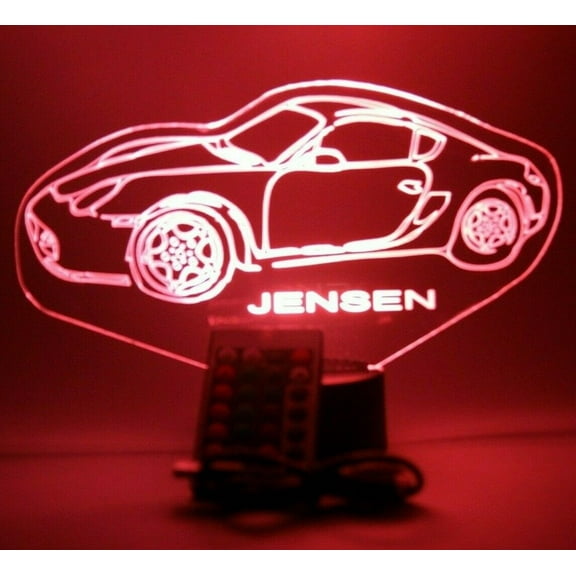 Night Light Up Desk Table Lamp LED Personalized Free Engraved Exclusive Sport Car, Our Newest Feature, Most Popular, It's Wow, with Remote 16 Colors Energy Efficient, Great Gift