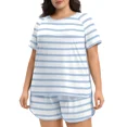 thumbnail image 2 of Cueply Women’s Plus Size Pajama Set Short Sleeve Sleepwear Loungewear 2 Piece Soft Top & Drawstring Shorts with Pockets, 2 of 8