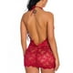 thumbnail image 3 of Traje de lencería Lencería de encaje sin espalda con cuello en V profundo con tanga para regalo de San Valentín Rojo purpúreo XL, 3 of 5