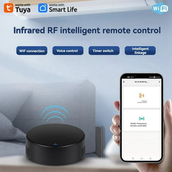 Control Remoto por Infrarrojos WiFi Tuya Smart RF Smart Home Controlador Infrarrojo para Aire Acondicionado TV Apto para Smart Life