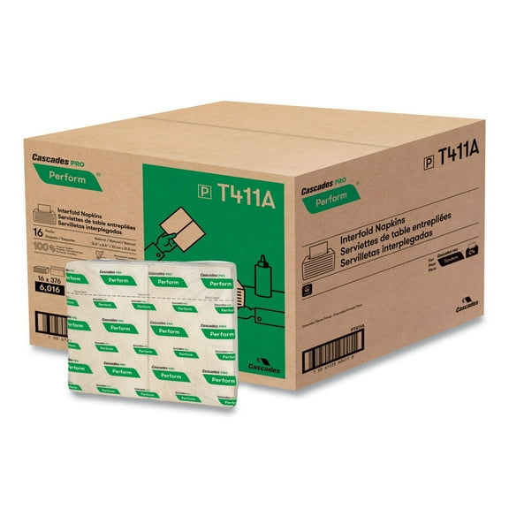 Cascades PRO T411 6.5 in. x 4.25 in. 1-Ply Perform Interfold Napkins - Natural (6016/Carton)