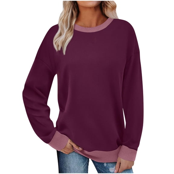 Womens Shirts Plus Size Fashion Fall Solid Color Winter Long Sleeved Solid Color Hoodie Top/Shirt