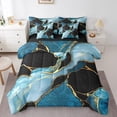 thumbnail image 1 of YST Marble Aesthetic 7-Piece Comforter Set, Gold Metallic, Queen, 1 of 4