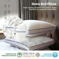 thumbnail image 2 of Unikome Feather Pillows King Size Set of 2, Goose Down Feather Pillow, Bed Pillows with Cotton Fabric, Gusseted Pillow Inserts,Blue Edge Piping White Pillow, 2 of 6
