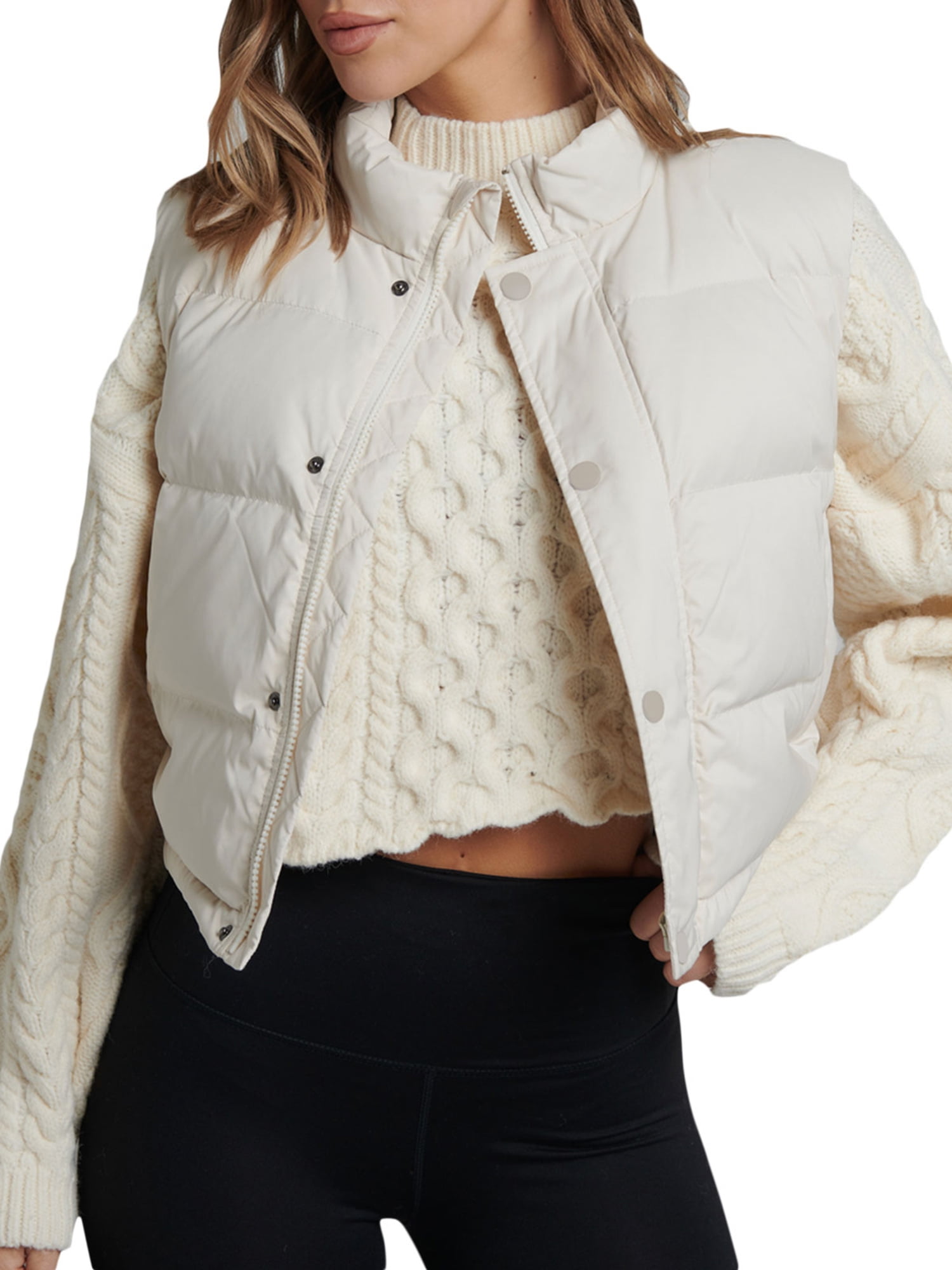 Women Cropped Puffer Vest Lightweight Sleeveless,Jacket Coat Zipped