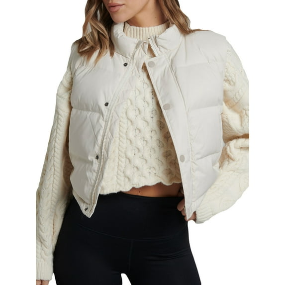 Women Crop Waistcoat Fall Winter Warm Lightweight Sleeveless Zipper Vest Solid Color Stand Collar Coats Jackets