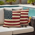 thumbnail image 4 of American Flag Outdoor Waterproof Pillow Covers, Vintage Red BlueUSA Flag Decorative Square Throw Pillowcase Sofa Cushion Sham for Patio/Couch/Chair, 18"x18" 2 Pack, 4 of 8