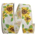 thumbnail image 1 of Reliant Ribbon 93613W-594-09H 10.5 in. 20 Yards Sunflowers All Around Linen Wired Edge Ribbon, Natural & Yellow, 1 of 1
