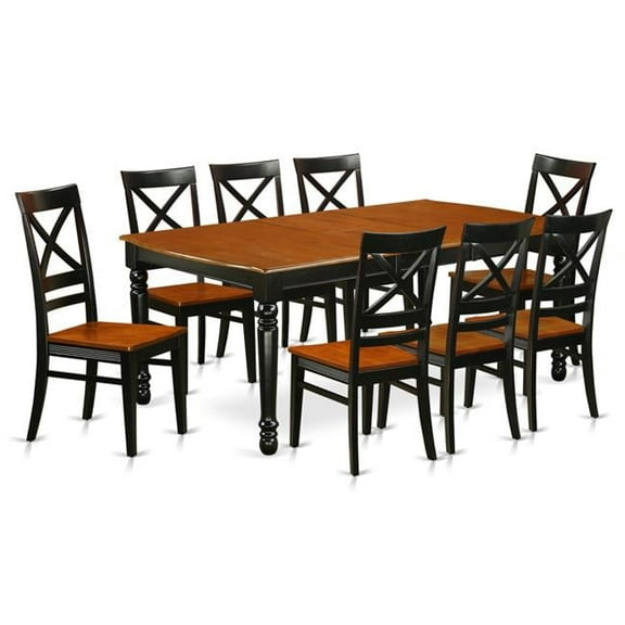 East West Furniture DOQU9-BCH-W 9 Piece Kitchen Tables & Chair set, Black & Cherry