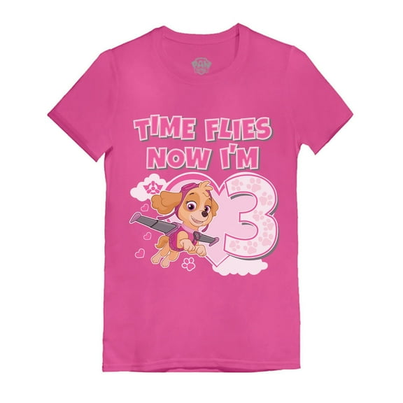 Tstars Girls' 3rd Birthday T-Shirt - Paw Patrol Skye Theme - Perfect Gift for Three-Year-Old - Nickelodeon Graphic Tee - Ideal for Birthday Party - Comfortable, Fitted Girls' Tee