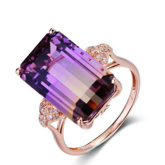 Women's Luxury Micro-Inlay Tourmaline Rose Gold Colored Gemstone Ring