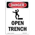 thumbnail image 1 of SignMission OS-DS-A-1824-V-1509 Danger Open Trench OSHA Aluminum Sign, 1 of 1