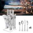 thumbnail image 3 of Juego de vajilla de acero inoxidable, cuchillo, tenedor, , juego de vajilla familiar, apto para lavavajillas, para cocina de restaurante - Plata Soledad Vajilla familiar, 3 of 8