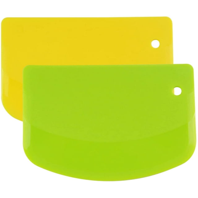 2Pcs Dough Scraper Plastic Dough Cutter Bench Scraper Dough Bowl Spatula Multipurpose Food Scrappers Kitchen Tool for Dough, Pastry, Pizza, Bread, Baking Cake Fondant Icing and More
