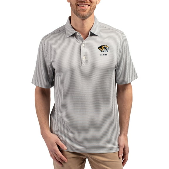 Men's Cutter & Buck Gray Missouri Tigers Forge Eco Double Stripe Stretch Recycled Polo