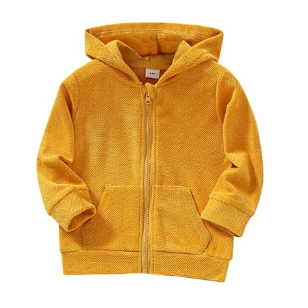 

nsendm Girls Warm Winter Coats6x Toddler Kids Children Infant Baby Girls Long Sleeve Solid Jackets Winter for Kids Girl Coat Yellow 18-24 Months