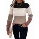 thumbnail image 1 of Suéteres de Bloque de Color para Mujer, Blusas de Larga con Cuello Alto, Suéter de Punto Holgado. Camello XL, 1 of 7