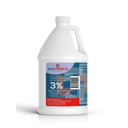 Epic Medical Supply Hydrogen Peroxide First Aid Antiseptic 3% USP, Gallon