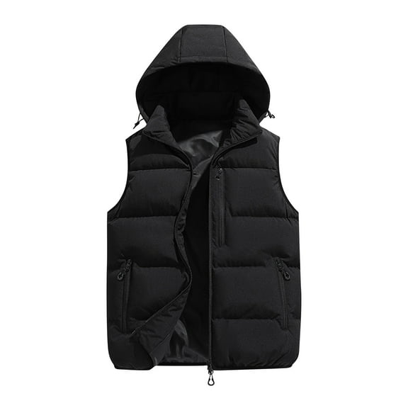 Fartey Womens Puffer Vest Removable Hooded Quilted Padded Sleeveless Vest Sleeveless Zip Up Warm Jacket Loose Casual Outdoors Coat with Pockets