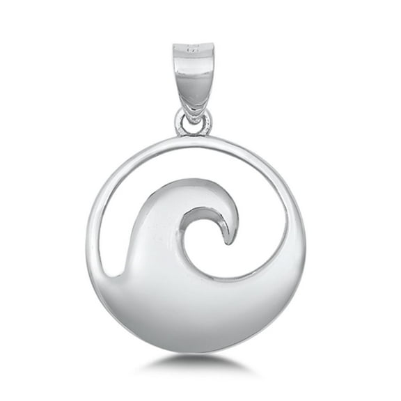 Sterling Silver High Polish Wave Pendant Ocean Water Cutout Minimalist Charm 925 Jewelry Female