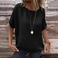 thumbnail image 2 of Summer Linen Shirts for Women Plus Size Top Casual Loose Crew Neck Basic Top Womens Clothing, 2 of 9