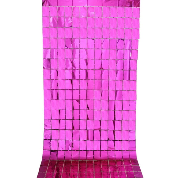 Nvzi -b 2 Pack 39.37*78.74in Squares Foil Backdrop Curtains, Tinsel Streamers Birthday Party Decorati，ons, Fringe Backdrop for Graduation, Baby Shower, Gender Reveal, Disco Party，Rose