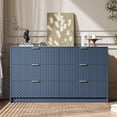 thumbnail image 2 of FURNIWAY Blue 6 Drawer Dresser for Bedroom, 55 Inch Wide Modern Chest of Drawers with Fluted Wood Front and Gold Metal Handles for Living Room Hallway, 2 of 7
