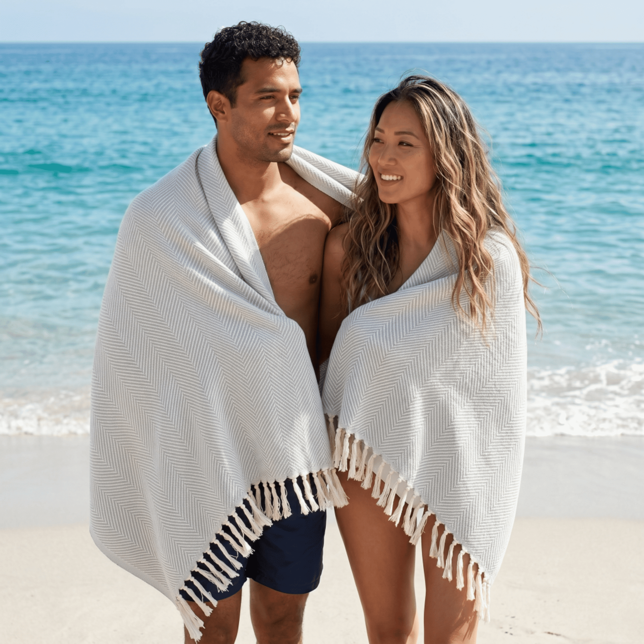 Mykonos Turkish Throw Blanket (Pack of 3) Boho Design, 100% Turkish Cotton Weaving, 51x70 in Gift Idea for Mother's Day Light Gray