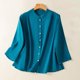thumbnail image 2 of Camisetas para mujer,Camiseta de verano de manga larga con cuello redondo para mujer, cómoda y casual, color liso, corte regular, para casa o el trabajo, sopatenor, 2 of 8