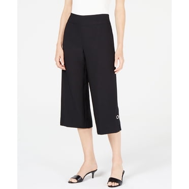 JM Collection Wide Leg Capri Deep Black M