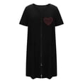 thumbnail image 3 of Ohufall Women Zipper Robe Short Sleeve Duster Housecoat Short Bathrobes Zip Front Nightgown with Pockets, 3 of 5