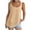 #178-Khaki, variant on Linen Style Double Layer Top, Women's Sleeveless Strappy Design, Solid Color Casual T-Shirt for Warm Weather Gift