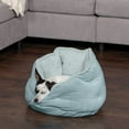 thumbnail image 2 of FurHaven Pet Products | Minky Faux Fur & Velvet Hug Bed for Dogs & Cats - Aquamarine, Small, 2 of 12