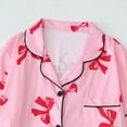 thumbnail image 5 of VBTAPA Women's 2 Piece Pajama Sets Bow Graphic Button Down Short Sleeve Shirt and Shorts Set Cute Sleepwear Soft Nightwear Pink L, 5 of 8