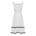 thumbnail image 5 of Sakmal Womens Dresses Mid-Length White Square Neckline Sleeveless Loose Fit Solid Pleated Ruffle Shift Dress, 5 of 7