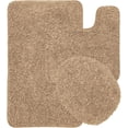 thumbnail image 2 of Layla 3 Piece Shaggy Bathroom Rug Set, Bath Mat, Contour Rug, Standard Toilet Lid Cover, Non-Slip, Solid Color (Gold), 2 of 3