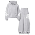 thumbnail image 6 of Spazoro Girls Hooded Sweatshirt Outfit with Kangaroo Pocket, Long Sleeve Floral Print Elastic Waist Warm 2 Piece Activewear Set for Daily Casual Wear Gray Size 4-5T, 6 of 7