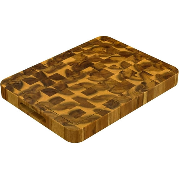 Interbuild Acacia Butcher Block Chopping Board (16 in. L x 12 in. W) (Golden Teak)