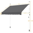 thumbnail image 3 of Yaheetech Manual Retractable Awning, 98"×118" Outdoor Sunshade Shelter Angle & Height Adjustable NO Drilling Patio Door Window Awnings, Canopy with UV Protection for Backyard, Dark Gray, 3 of 18