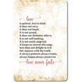 thumbnail image 1 of El amor es paciente, el amor es bondadoso. No tiene envidia. Letreros metálicos vintage para decoración del hogar, placa de metal para pared de 30 x 20 cm., 1 of 5