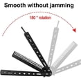 thumbnail image 2 of Butterfly Comb, Foldable Hair Comb, Beard Comb, Practice Butterfly Comb, Flipping Trick Comb, Stainless Steel Hair Comb, 2 of 4