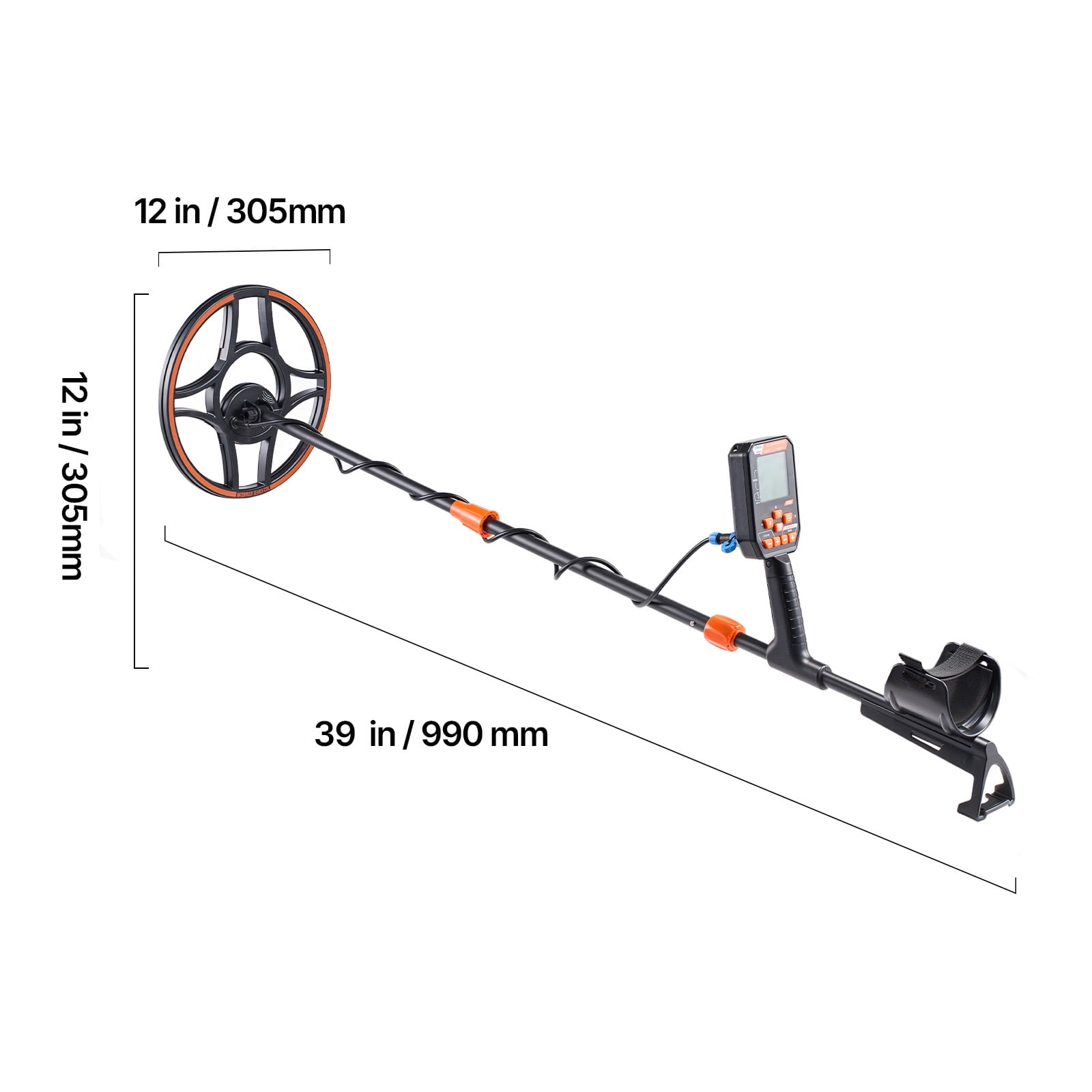 KFFKFF Waterproof Metal Detector, 12" Coil, High-Precision Gold Finder for Adults, with Screen, Wireless Headphones, 7 Detection Modes, Adjustable Shaft, Ideal for Gold and Treasure Hunting