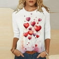 thumbnail image 2 of LSLJS T Shirts for Women Plus Size Crewneck 3/4 Sleeve Tops Cute Cozy Valentine's Day Heart Print Tee Blouses, Gifts for Women, S-5XL, 2 of 6
