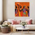 thumbnail image 5 of Black Orange Girls Boho Wall Art Painting on Canvas, Retro Ethnic Abstract Art Canvas Art Home Prints Wall Art Framed Modern Artwork for Living Room Bedroom Wall Decor 12x12in, 5 of 9