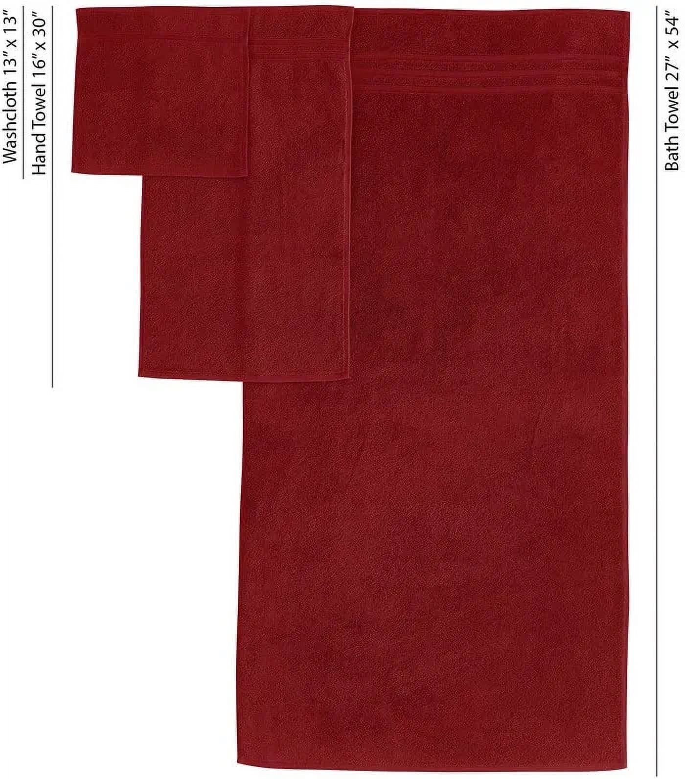 Hawmam Linen Red Burgundy Bathroom Set - 6-Piece 100% Turkish Cotton - 2 Bath Towels, 2 Hand Towels, 2 Washcloths - Soft, Plush, Quickdry, High Absorbent - Bathroom Accessories, Dorm Room Essentials