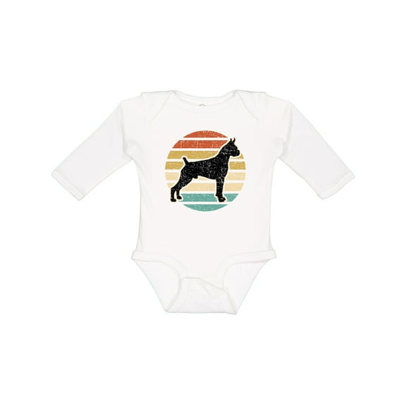 Inktastic Boxer Dog Vintage Silhouette Boys or Girls Long Sleeve Baby Bodysuit