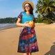 thumbnail image 4 of Easygdp Colorful Ocean Sea Turtle para Vestido Transpirable de Mujer, Vestido Suelto de Manga Corta con Pliegues y Bolsillos para el Verano, 4 of 6
