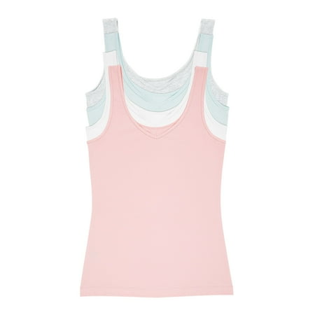

Felina Women s Reversible Necklines Tank Cotton Modal 4 Pack Large Orange White Gray Mint