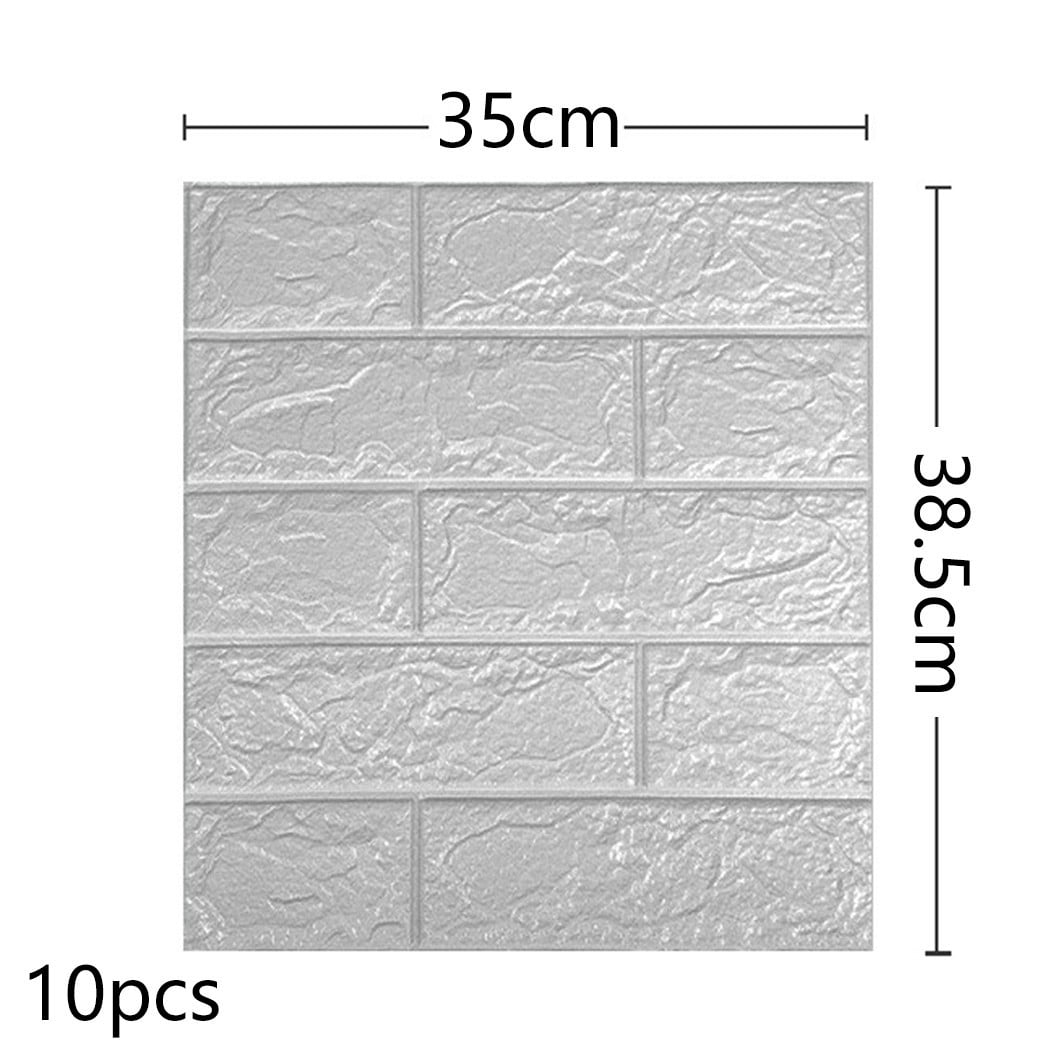 10pcs 3D Tile Brick Wall Sticker Self-adhesive Waterproof Foam Panel Wallpaper P